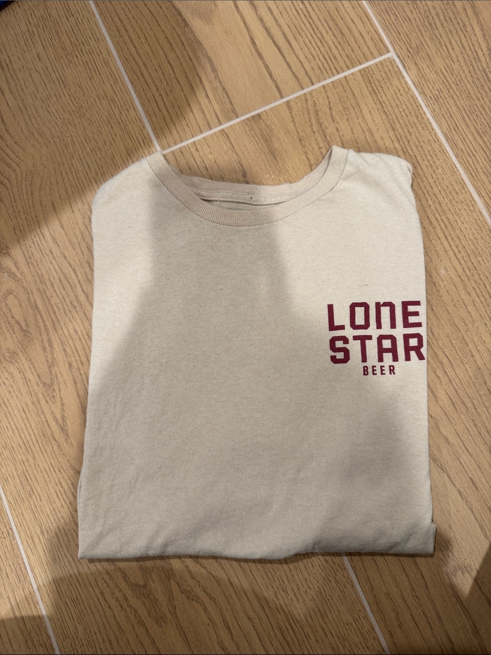 Lone Star Beer Men's Short Sleeve Tee in Beige